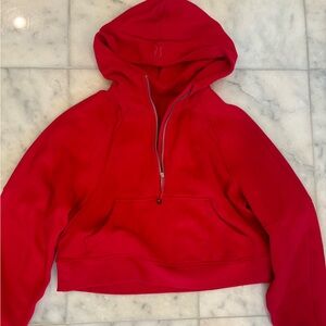 lululemon athletica Red Scuba Quarter Zip Hoodie